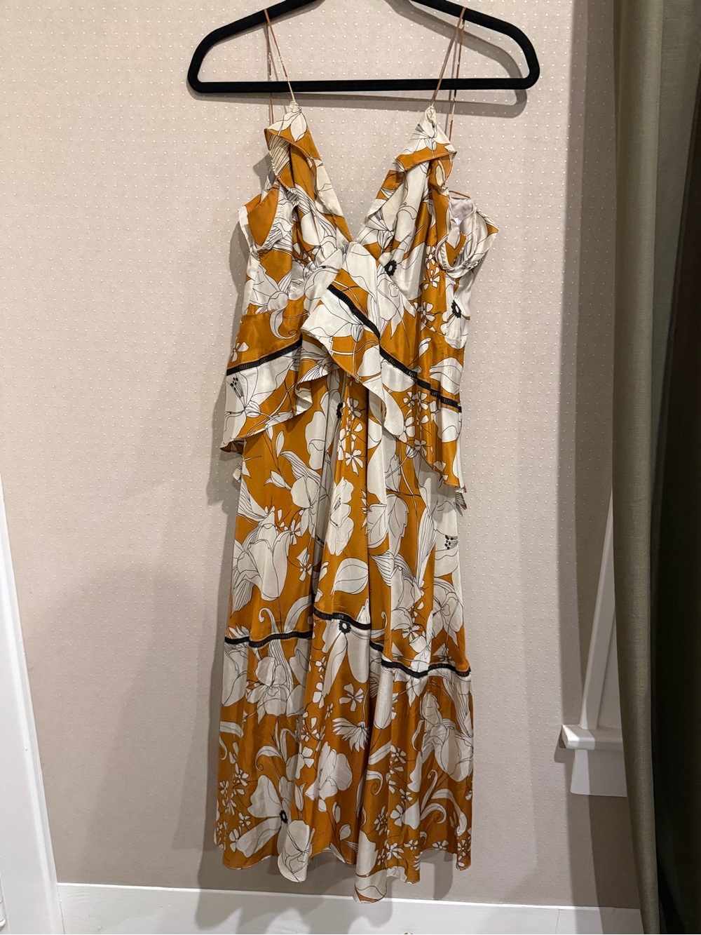 HUNTER BELL Mustard and White Floral Ruffle Maxi Dress - Picture 2 of 7